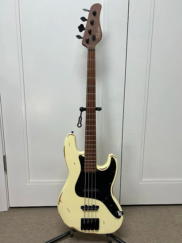 Schecter J-4 Nikki Sixx 4 String Bass - Worn Ivory