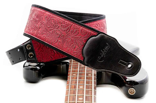 Right On Straps Sandokan Bassman 80 Red Groove Vegan High Quality Guitar Strap