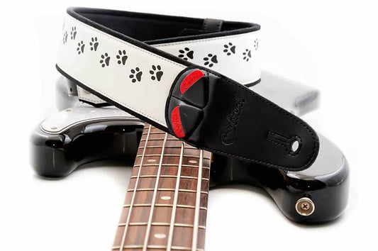 Right On Straps Cat White High Quality Vegan Guitar Strap