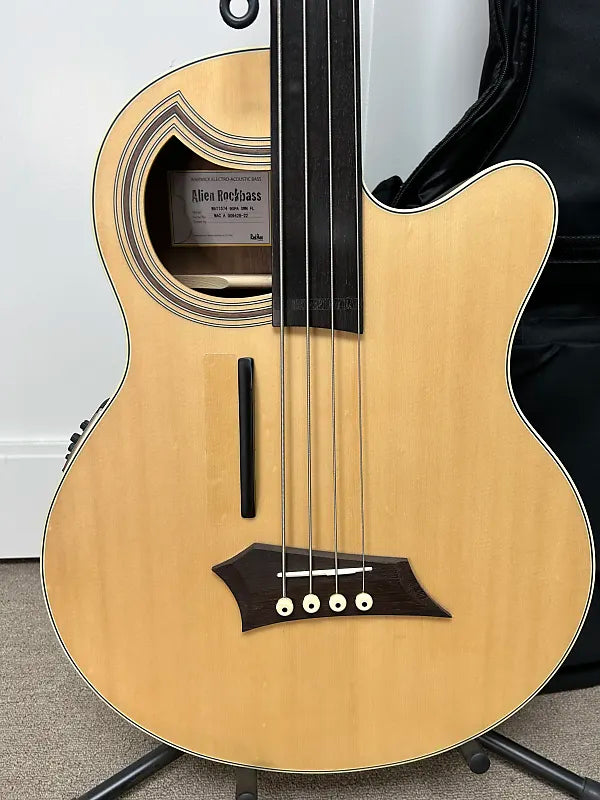 Warwick Alien Rockbass Deluxe Hybrid Thinline 4 String Fretless Acoustic Electric Bass - Natural