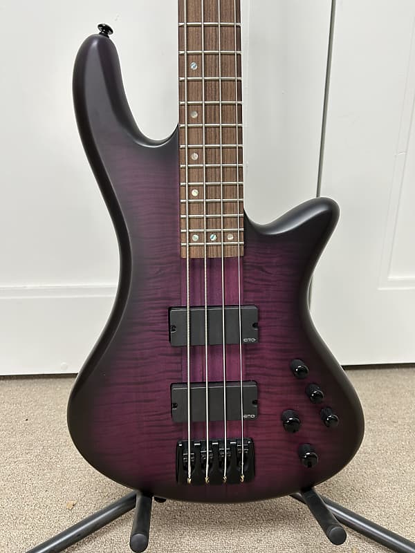 Schecter Stiletto Studio-4 Bass Guitar - Transparent Purple Burst