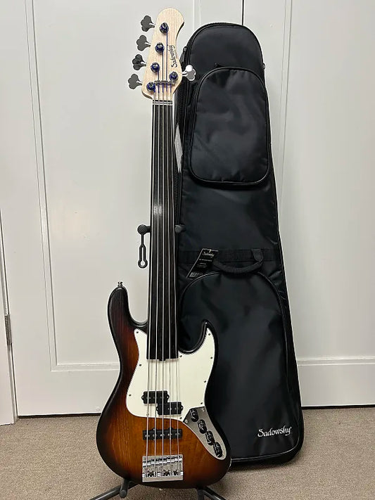 Sadowsky MetroLine 21-Fret Vintage Fretless P/J 5-String Bass Swamp Ash Body - Almond Sunburst Transparent Satin