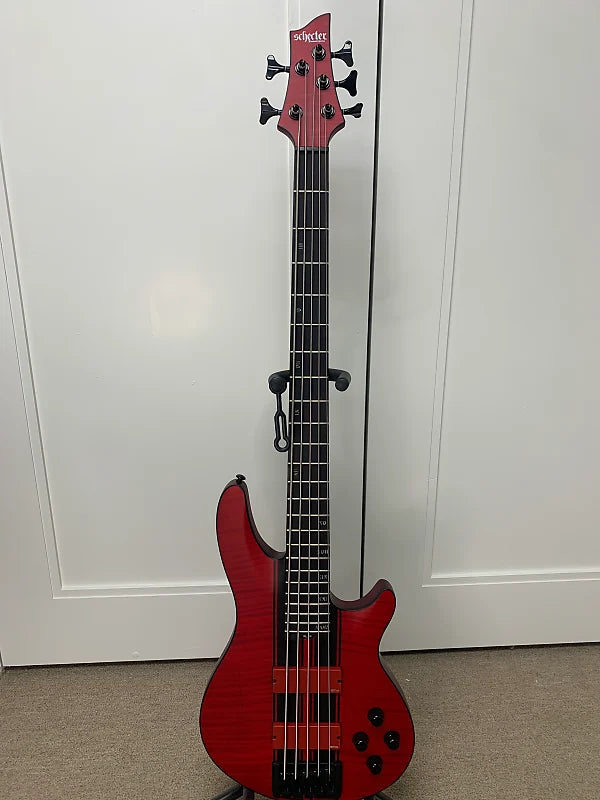 Schecter C-5 GT Five String Bass Guitar - Satin Trans Red